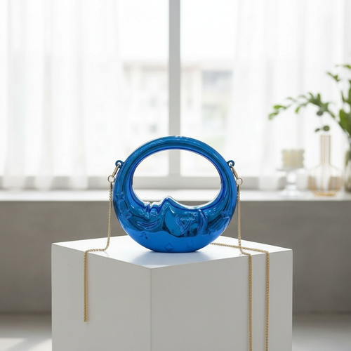 Acrylic Mini Moon Crossbody Bag | Blue Crescent Chain Bag