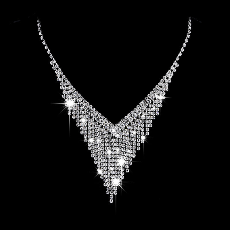Elegant diamond necklace on a black background